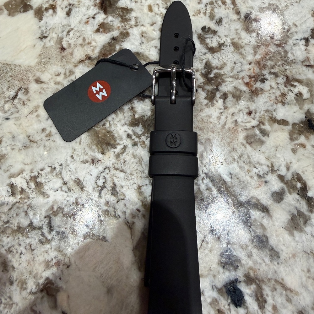 Authentic Michele Black Rubber Watch Band Ladies 3/4 inch width